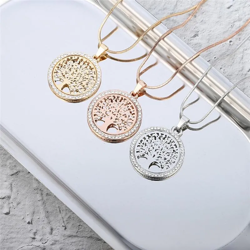 Hollow Out Tree of Life Studded Necklace