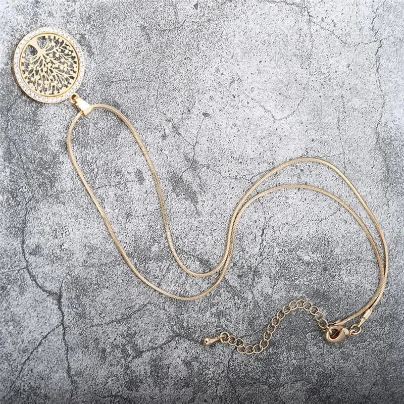 Hollow Out Tree of Life Studded Necklace