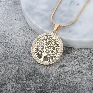 Hollow Out Tree of Life Studded Necklace