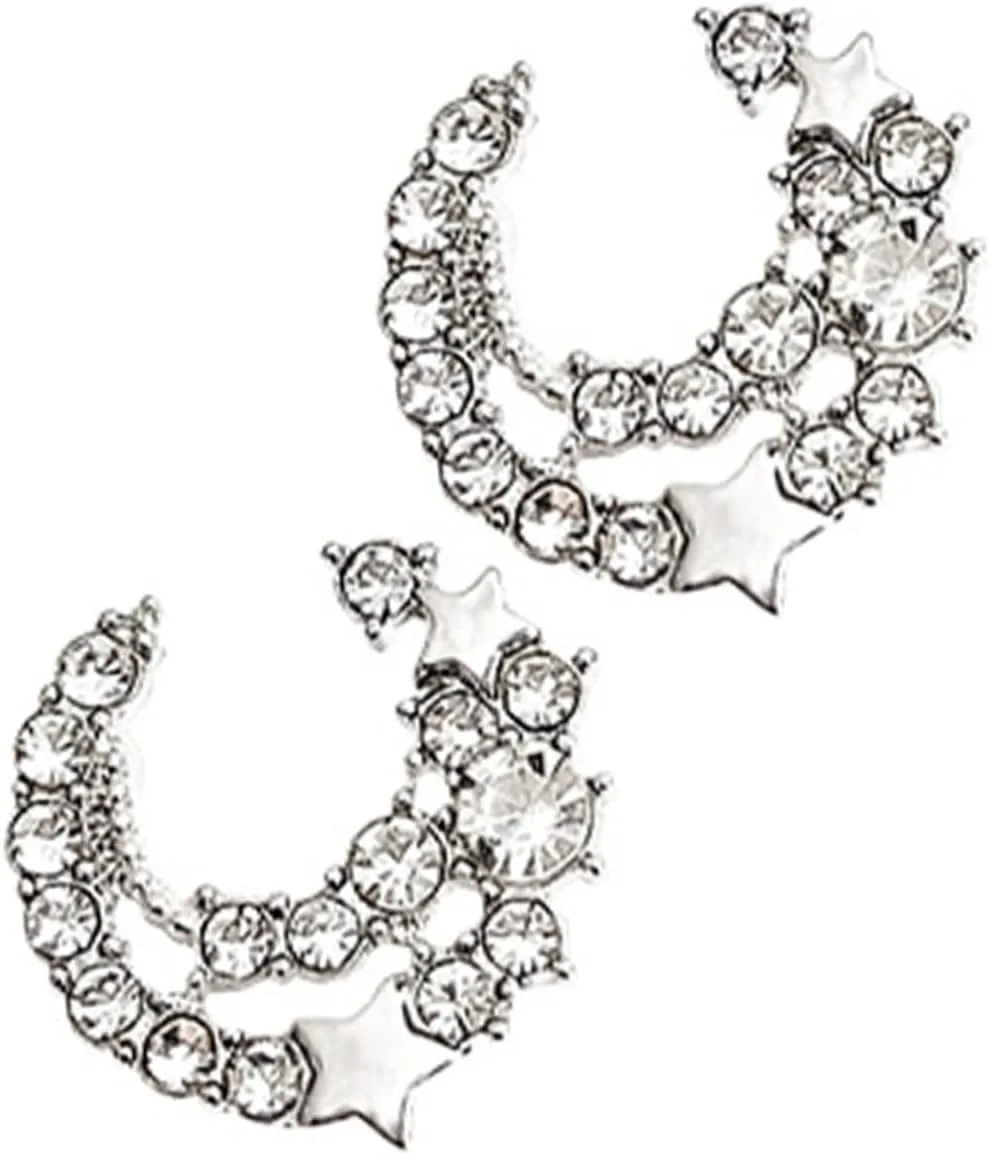Homoyoyo 1 Pair Sparkly Moon and Star Earrings for Women Dainty Costume Jewelry Elegant Studs for Parties and Everyday Wear Unique Design for Touch of Glamour