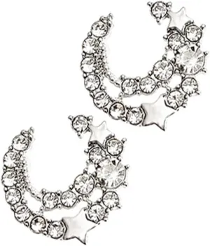 Homoyoyo 1 Pair Sparkly Moon and Star Earrings for Women Dainty Costume Jewelry Elegant Studs for Parties and Everyday Wear Unique Design for Touch of Glamour