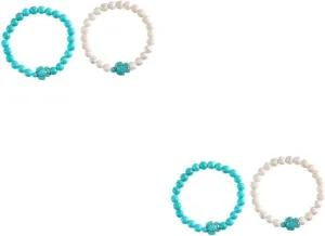 Homoyoyo Turquoise Bead Stretch Bracelet for Women Unique Turtle Design Wrist Jewelry Present for Birthdays