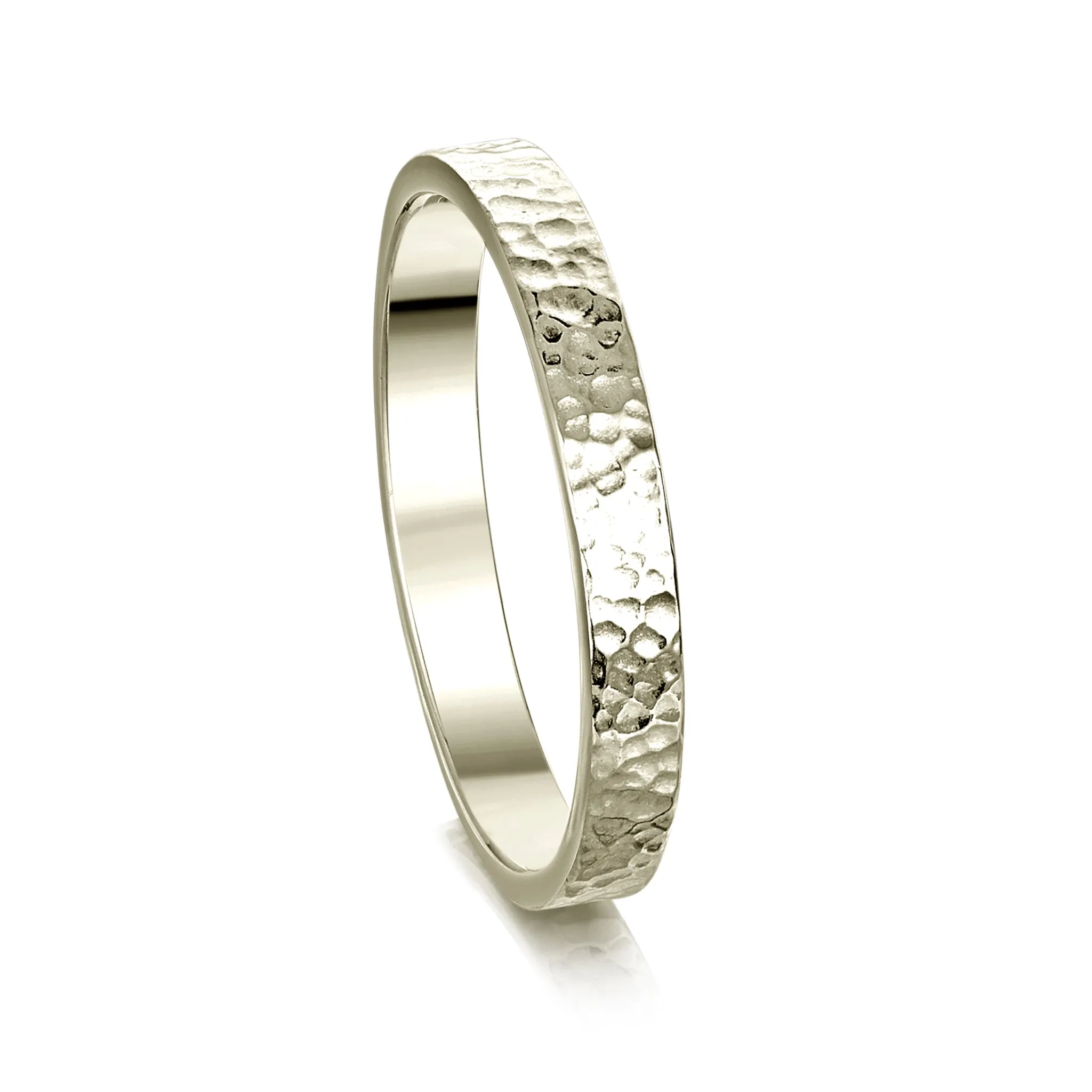 Honeycomb 3mm Textured Ring in 18ct White Gold