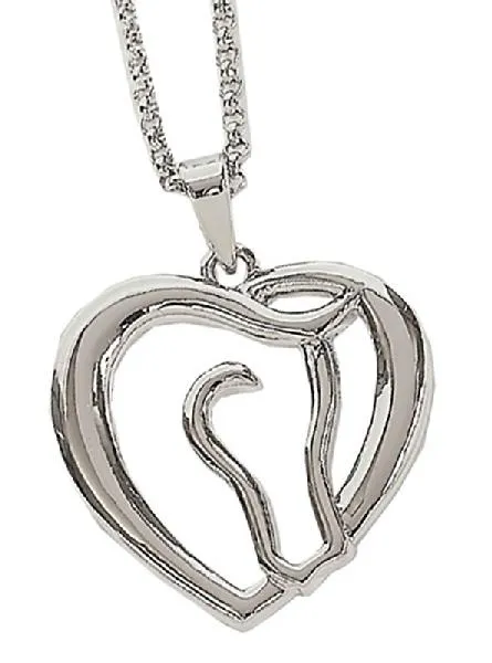 Horse Head in Heart Necklace