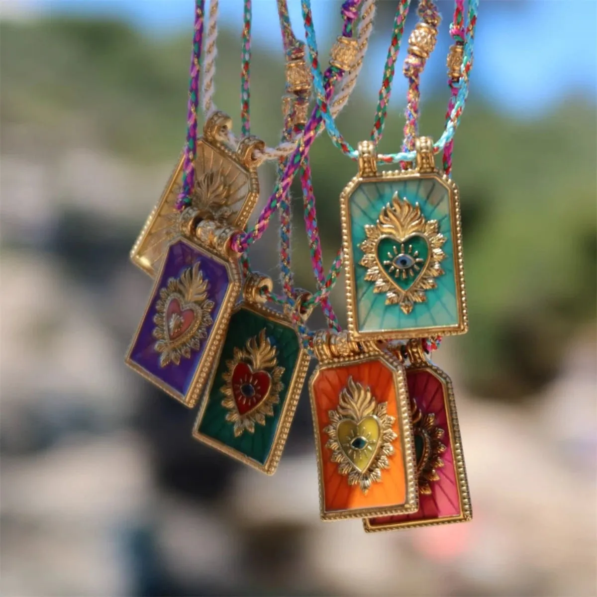 Hot Selling Fashion Colorful Love Tarot Card Necklace