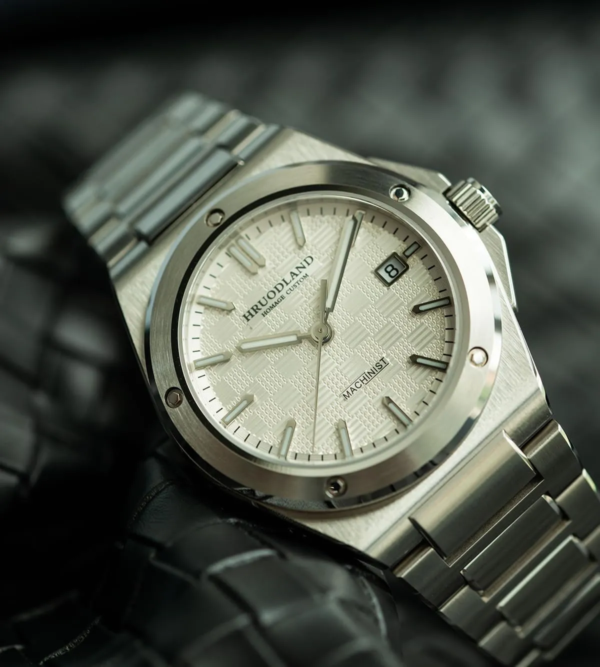 Hruodland F024 Retro Men Classic Dress Watches PT5000 Automatic Mechanical Stainless Steel Diving Wristwatches