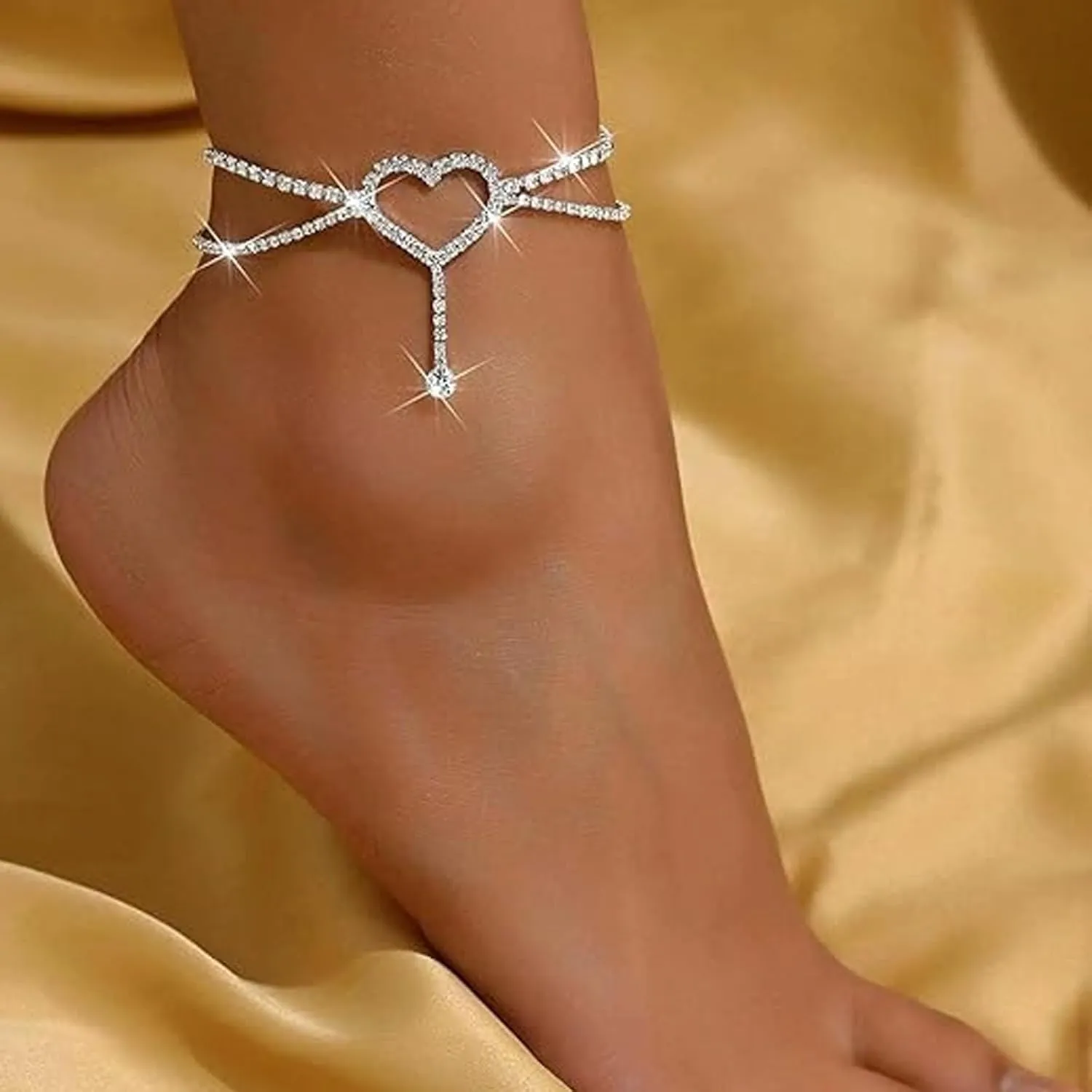 HUASAI Gold Anklets for Women Gold Plated Anklets Boho Layered Tassel Ankle Bracelets Bell Pendant Anklets for Girls Foot Jewelry for Summer Beach