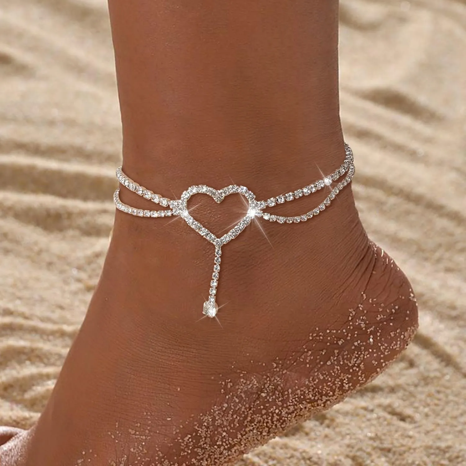 HUASAI Gold Anklets for Women Gold Plated Anklets Boho Layered Tassel Ankle Bracelets Bell Pendant Anklets for Girls Foot Jewelry for Summer Beach