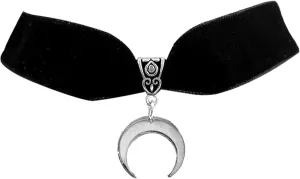 HUASAI Halloween Black Velvet Choker for Women Gothic Collar Crescent Moon Necklace