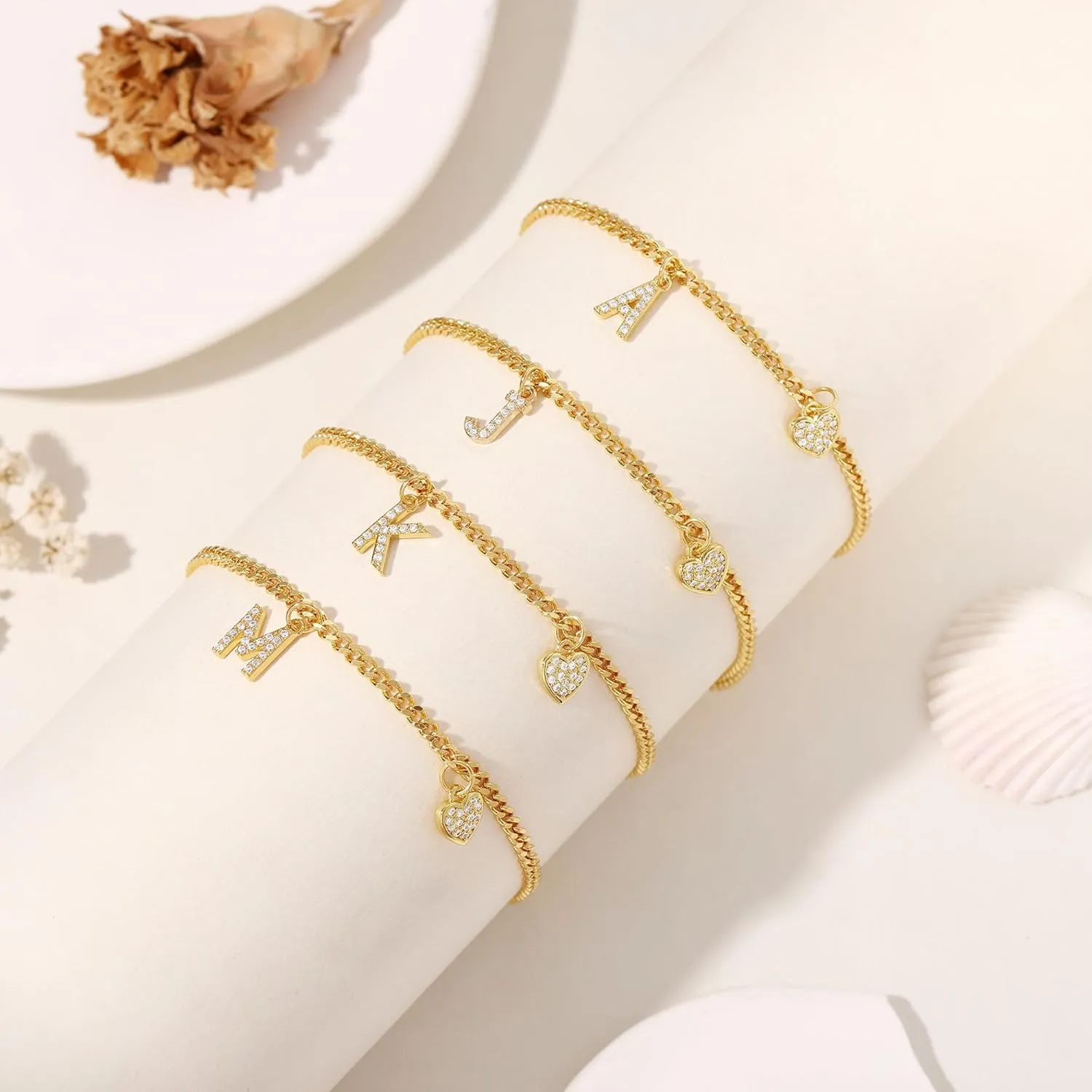 Initial Anklet, Ankle Bracelets for Women Valentines Day Gifts for Her Simple Gold Plated Anklet for Women with Heart Teen Girl Gifts Trendy Stuff Birthday Gifts for Women