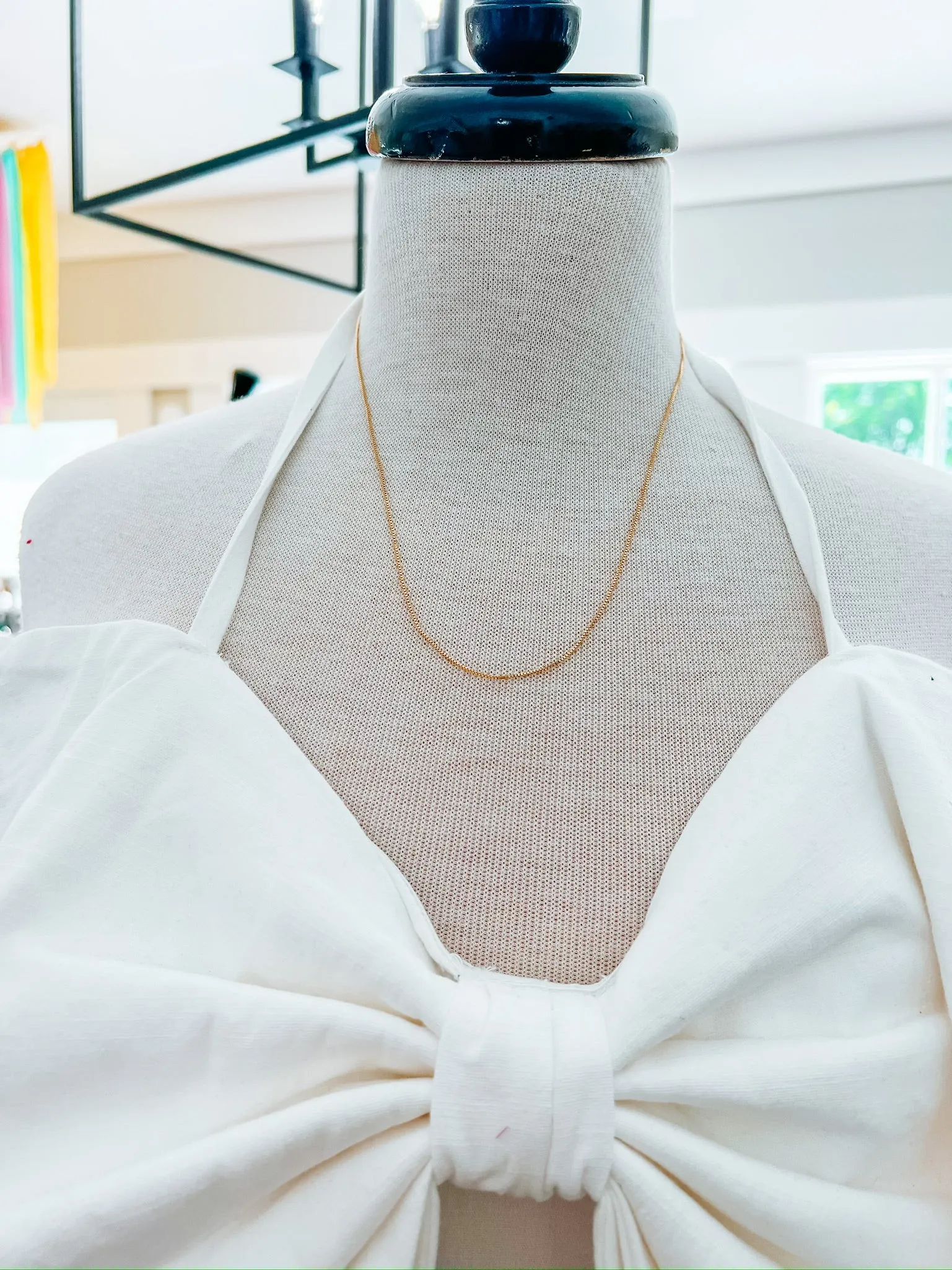 Initial Bar Necklace Chain - Gold