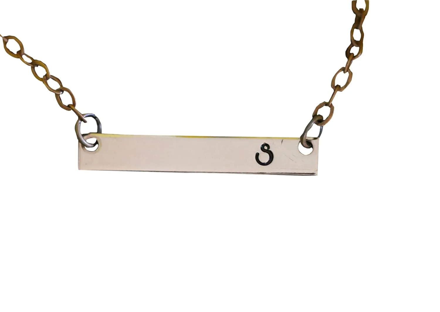 Initial Bar Necklace, Hand Stamped Bar Necklace, Dainty Necklace, Minimalist Jewelry, Copper, Gold, Aluminum, Personalized Jewelry, BFF Gift, Gift for Women, Horizontal Bar Necklace