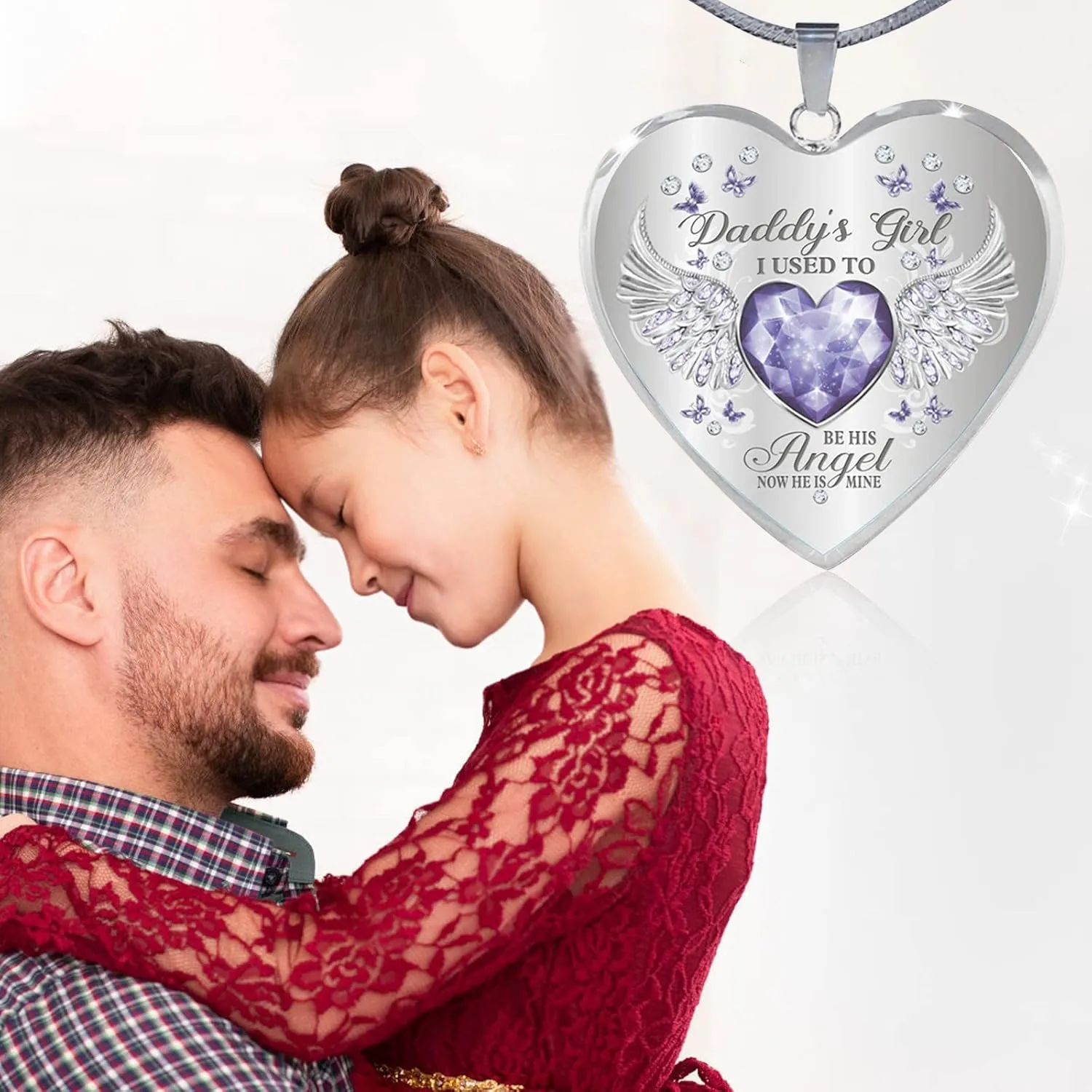 Initial Carne-lian Crystal Choker Necklace Necklace Daughter Wing For Dad Daughter Heart Necklace Drop Angelss
