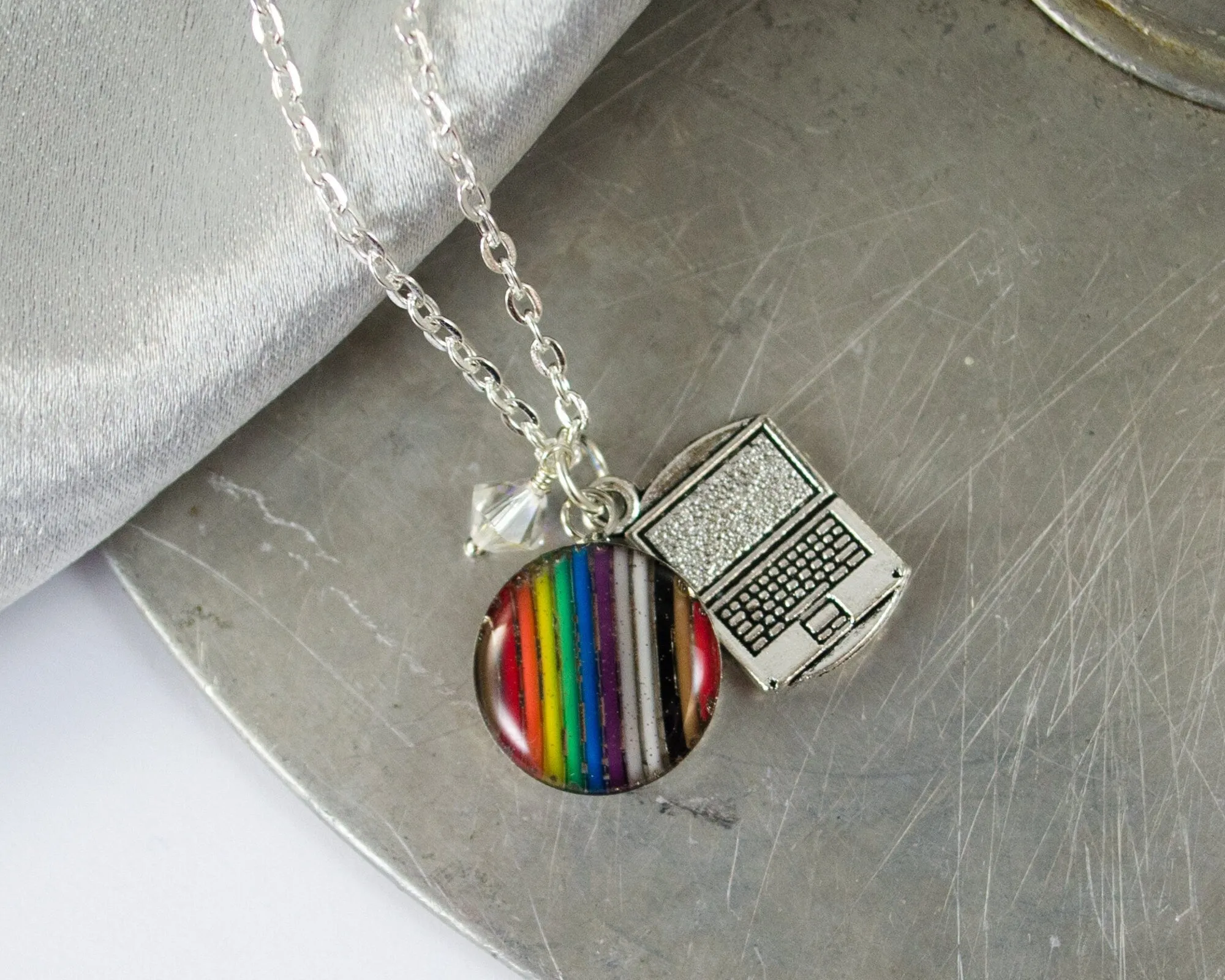 Initial   Circuit Board Charm Necklace