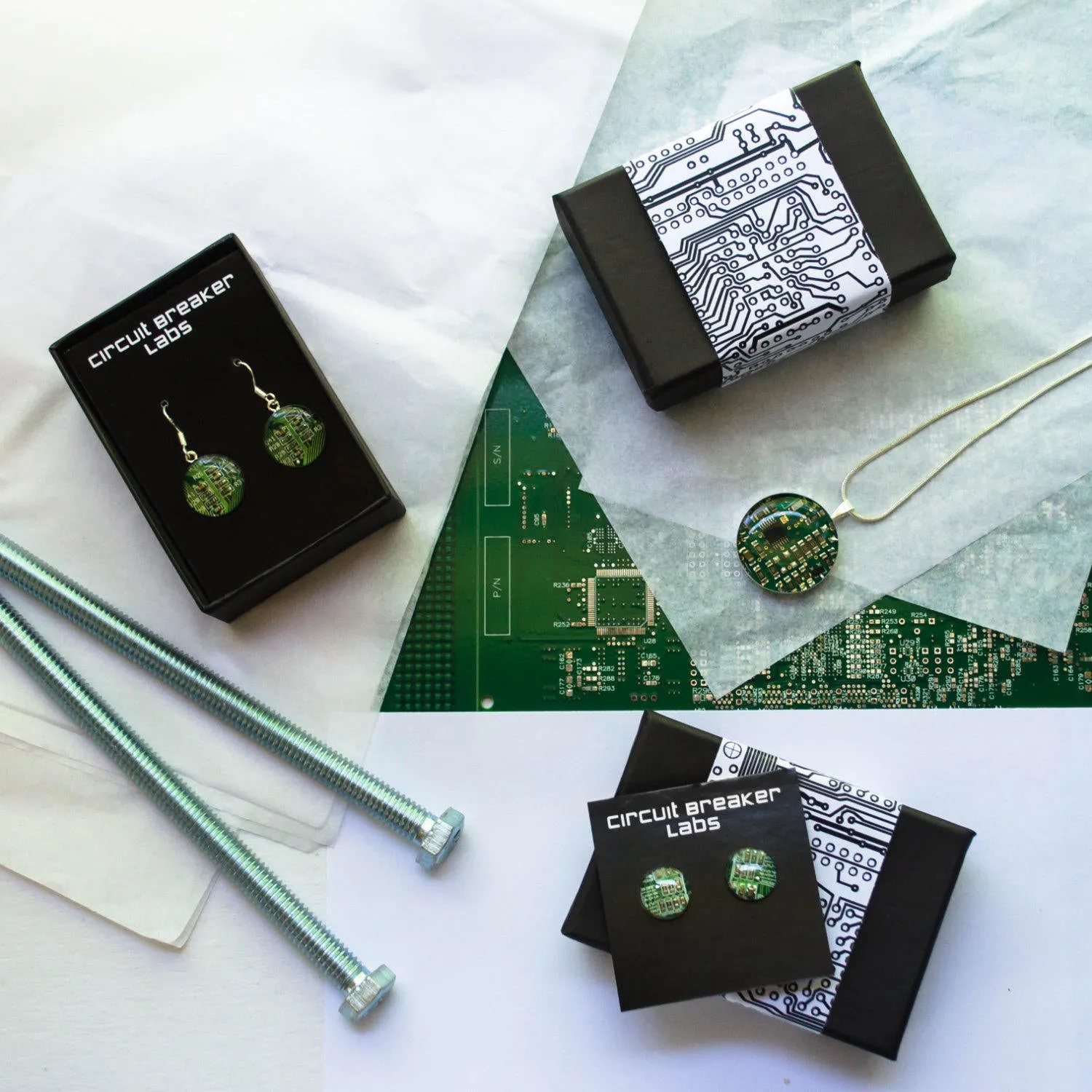 Initial   Circuit Board Charm Necklace