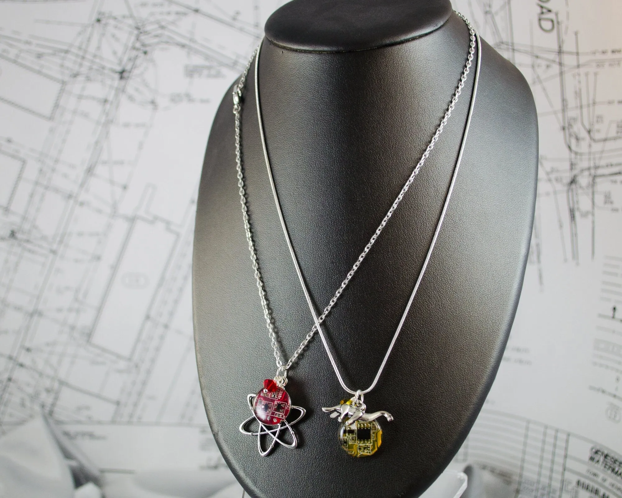 Initial   Circuit Board Charm Necklace