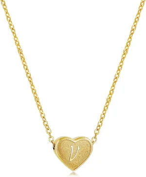 Initial Necklace for Women Letter Necklace for Girls Dainty Gold Silver Heart Pendant Necklace Little Girls Jewelry Gifts for Teens Mothers Day Gifts for Women