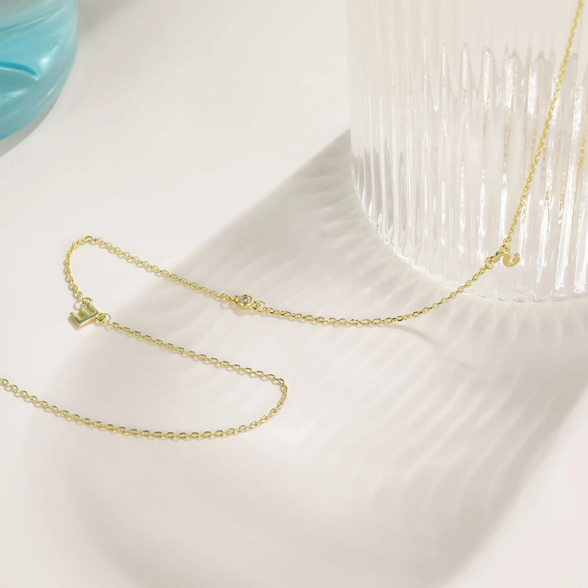 Initial Necklace With Gemstone