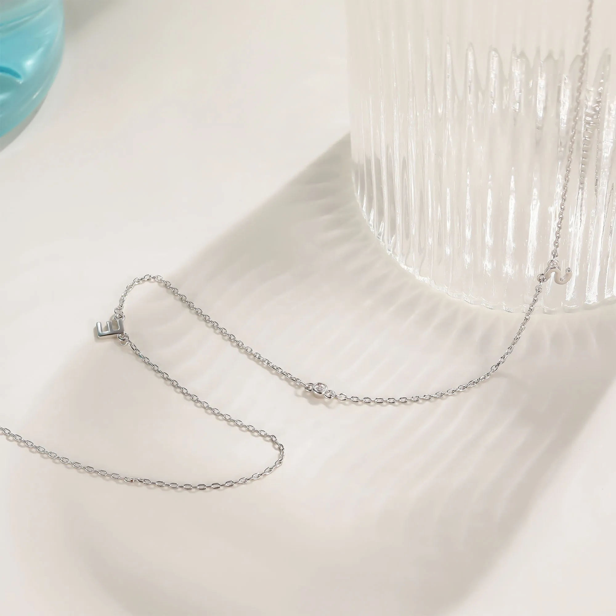 Initial Necklace With Gemstone