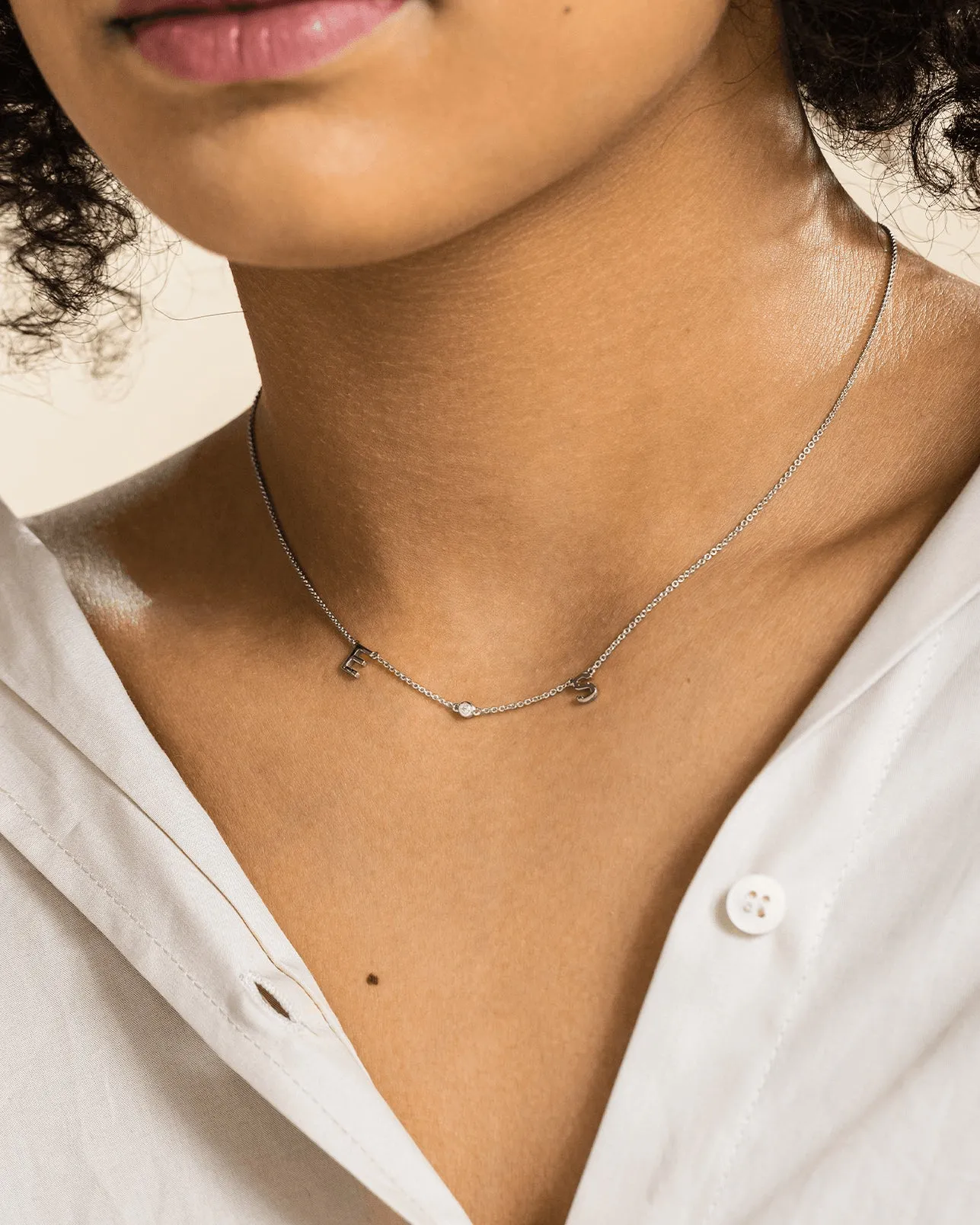 Initial Necklace With Gemstone
