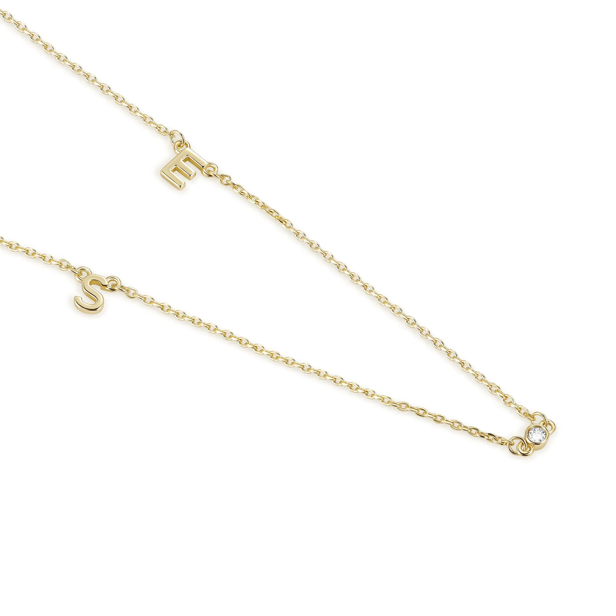 Initial Necklace With Gemstone