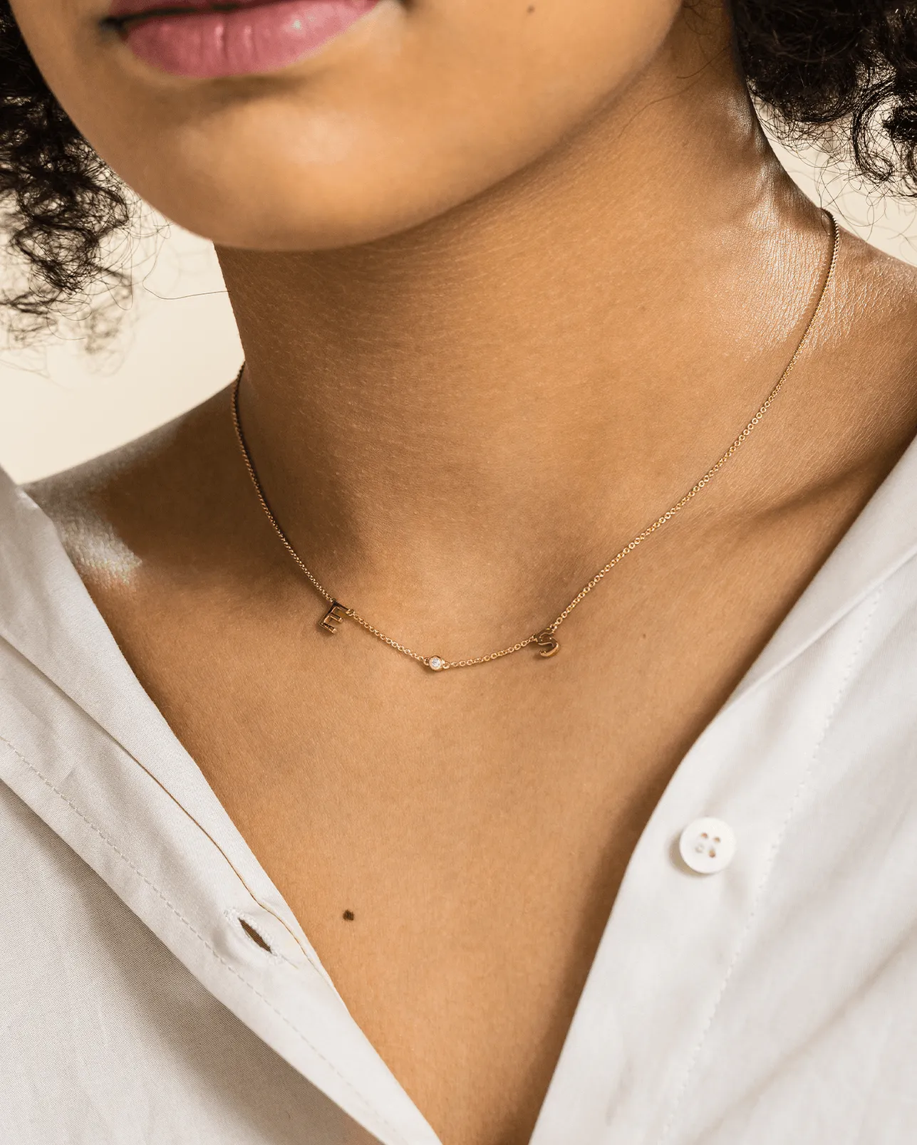 Initial Necklace With Gemstone