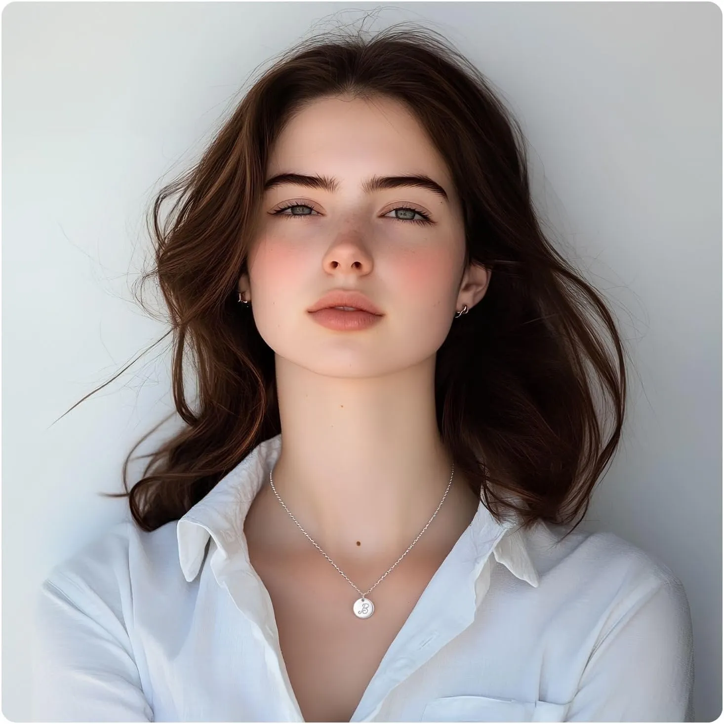 Initial Necklaces for Women 925 Sterling Silver Necklaces Dainty Letter Round Coin Disc Pendant Gold Silver Necklace Trendy Jewelry