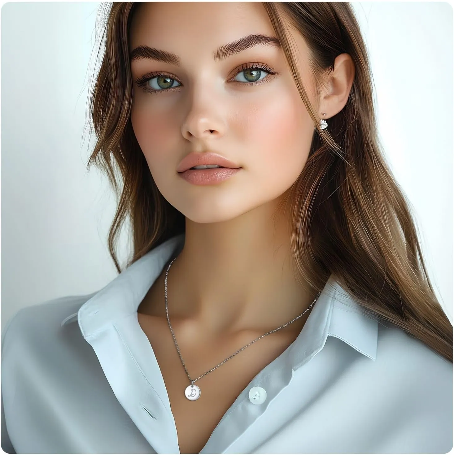 Initial Necklaces for Women 925 Sterling Silver Necklaces Dainty Letter Round Coin Disc Pendant Gold Silver Necklace Trendy Jewelry