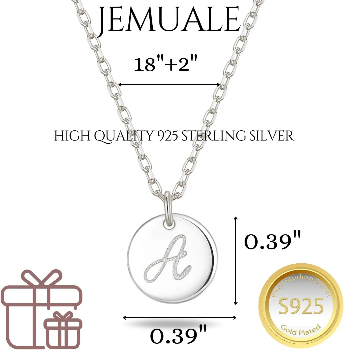Initial Necklaces for Women 925 Sterling Silver Necklaces Dainty Letter Round Coin Disc Pendant Gold Silver Necklace Trendy Jewelry