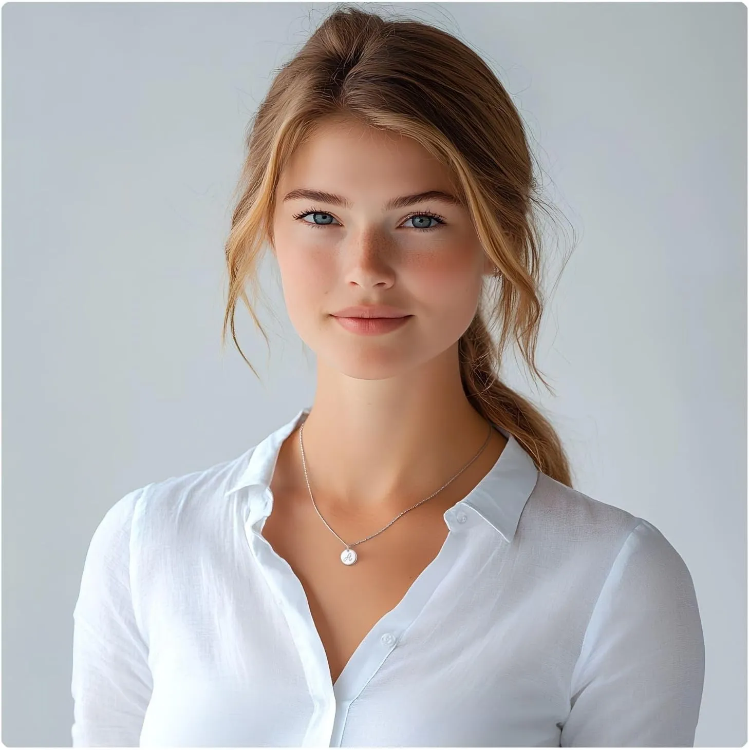 Initial Necklaces for Women 925 Sterling Silver Necklaces Dainty Letter Round Coin Disc Pendant Gold Silver Necklace Trendy Jewelry