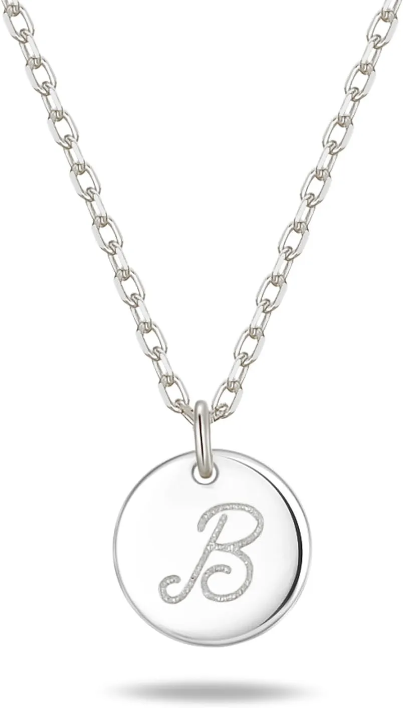 Initial Necklaces for Women 925 Sterling Silver Necklaces Dainty Letter Round Coin Disc Pendant Gold Silver Necklace Trendy Jewelry