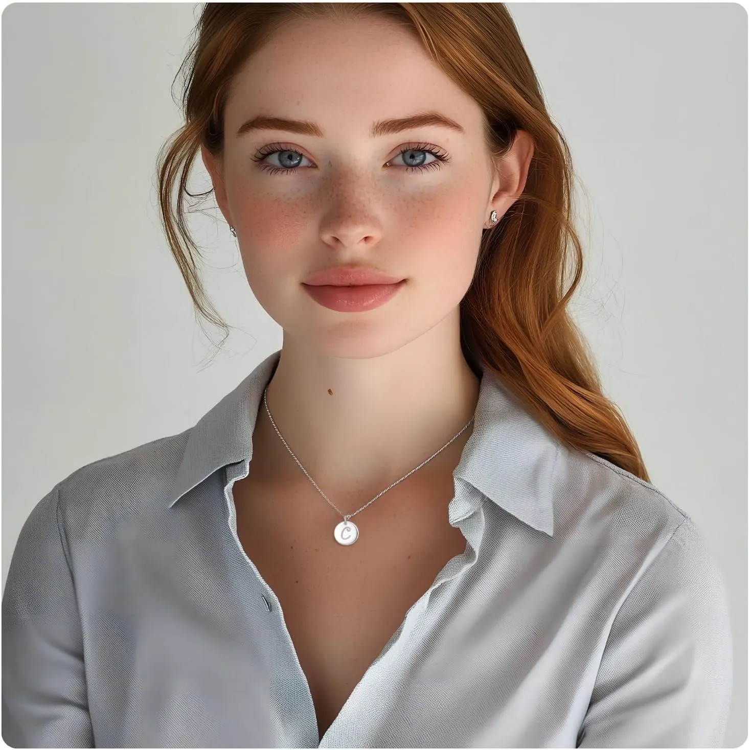 Initial Necklaces for Women 925 Sterling Silver Necklaces Dainty Letter Round Coin Disc Pendant Gold Silver Necklace Trendy Jewelry
