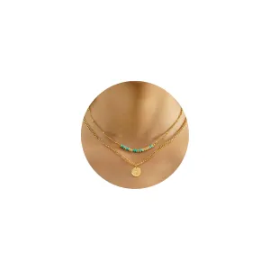 Initial Necklaces for Women Girls I Love You Morse Code Letter C Initial Necklace Gold Layered Necklaces for Women Jewelry Turquoise Beaded Choker Necklace Handmade Gift for Girlfriend