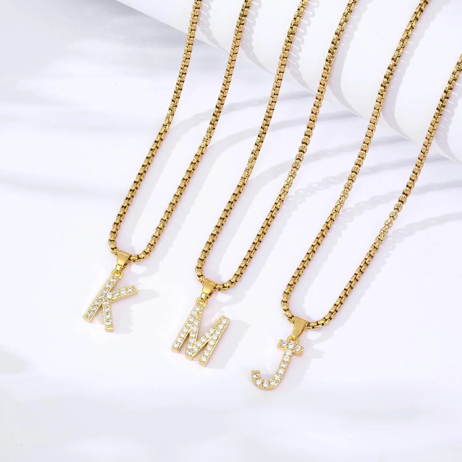 Initial Necklaces for Women Gold Plated Cubic Zirconia Chain Necklace Letter Pendant Initial Choker Necklace Gold Necklaces for Women