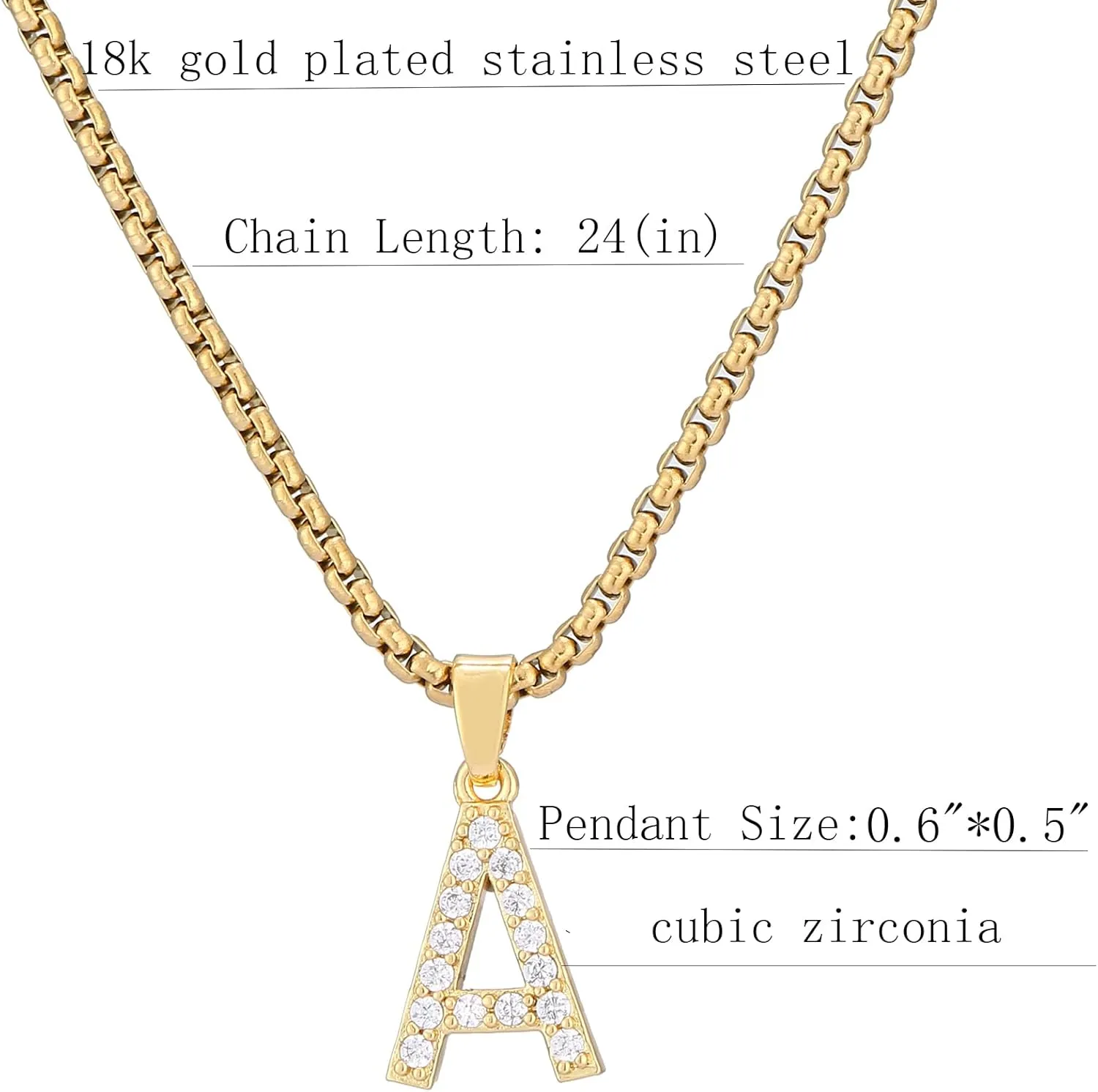 Initial Necklaces for Women Gold Plated Cubic Zirconia Chain Necklace Letter Pendant Initial Choker Necklace Gold Necklaces for Women