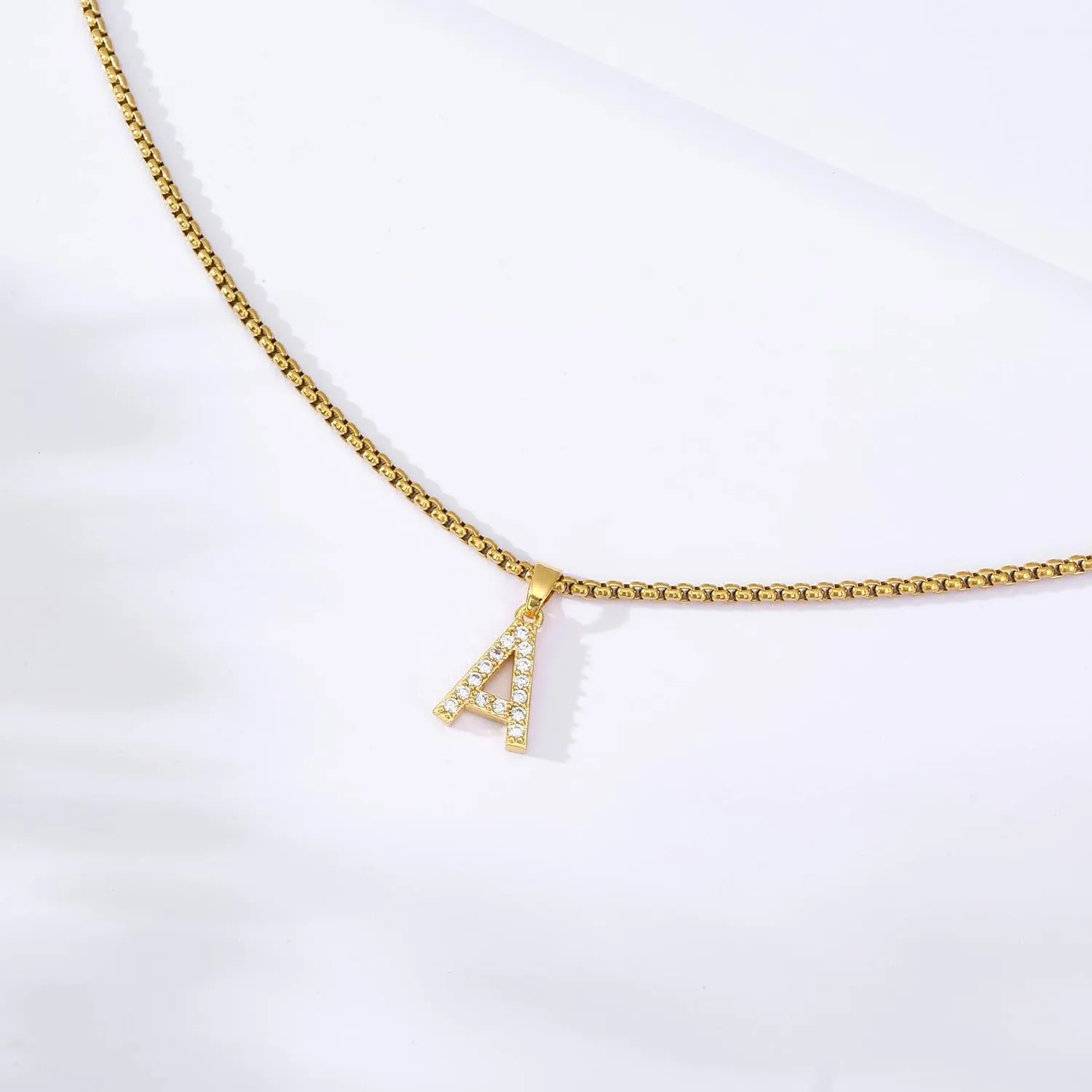 Initial Necklaces for Women Gold Plated Cubic Zirconia Chain Necklace Letter Pendant Initial Choker Necklace Gold Necklaces for Women