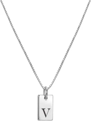 Initial Necklaces for Women Silver Plated Letter Necklace Dainty Silver Name Necklace Personalized Initial Tag Pendant Necklaces for Women Trendy Silver Jewelry Necklaces for Women