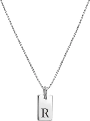 Initial Necklaces for Women Silver Plated Letter Necklace Dainty Silver Name Necklace Personalized Initial Tag Pendant Necklaces for Women Trendy Silver Jewelry Necklaces for Women