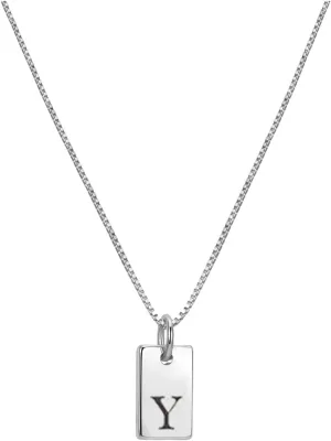 Initial Necklaces for Women Silver Plated Letter Necklace Dainty Silver Name Necklace Personalized Initial Tag Pendant Necklaces for Women Trendy Silver Jewelry Necklaces for Women