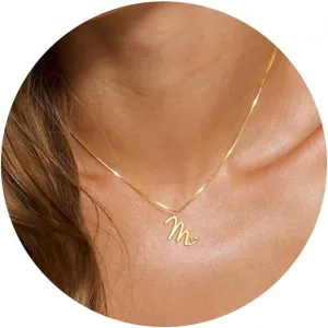 Initial Necklaces for Women Trendy, Dainty Sterling Silver Letter Necklace Cute Pendant Choker Name Necklace Personalized Costume Monogram Silver Jewelry Necklace for Women Valentines Gifts