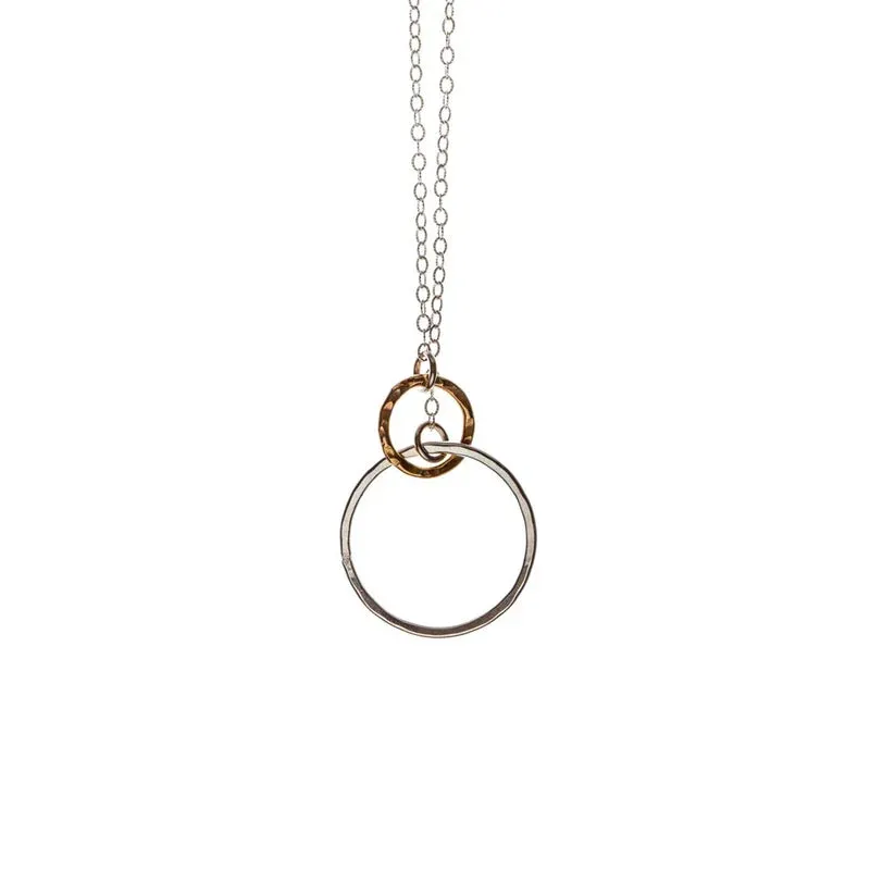 Interlocking Circles Necklace in two tone gold chain by Kenda Kist