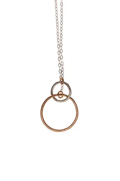Interlocking Circles Necklace in two tone gold chain by Kenda Kist
