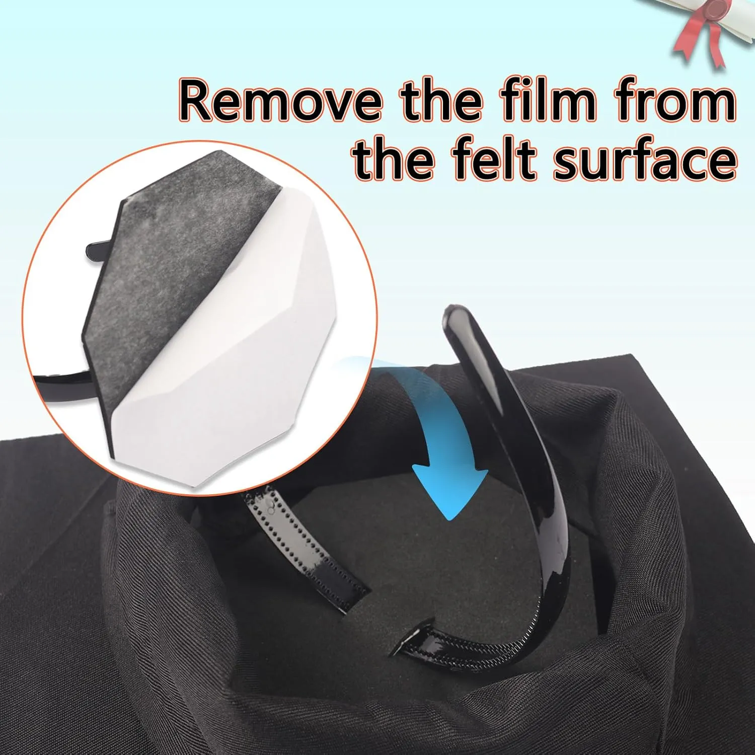 Invisible Graduation Cap Headband for Adults Anti-fall Graduation Cap Headband Comfortable Geometric Inner Stickers No-Slip Hairband Grip Secures Grad Cap Insert Hairband for Women Men Students 1Pcs