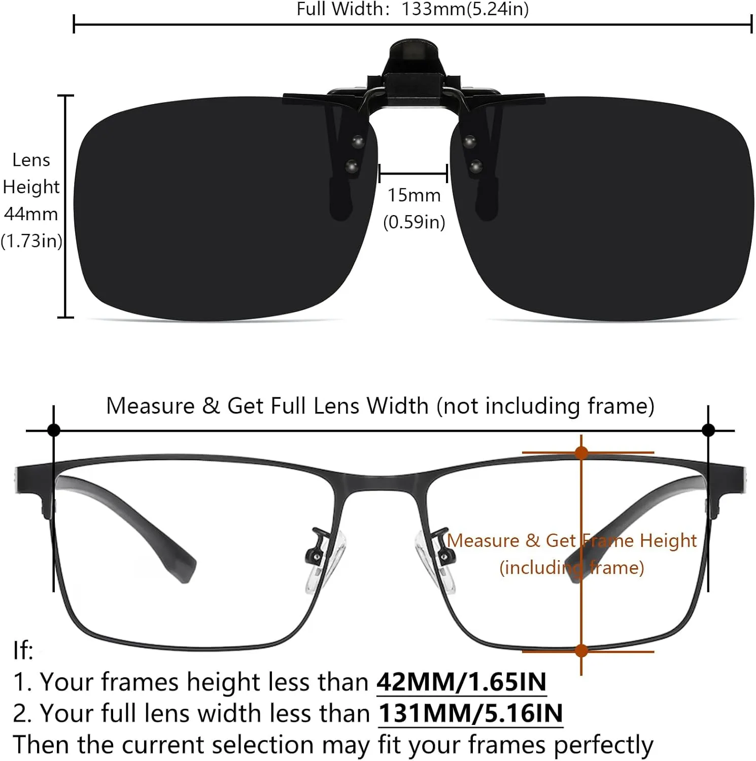 IOHLNG Polarized Clip On Flip Up Sunglasses Over Prescription Glasses for Women and Men