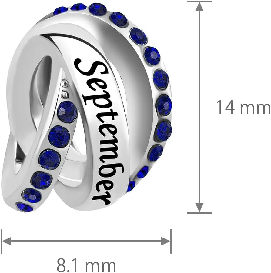 January-December 12 Birthstone Month Birthday Charm Compatible with Pandora Charms Bracelets for Women Jewelry
