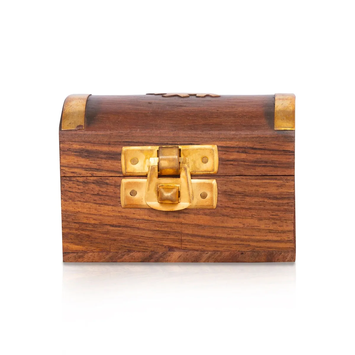 Jewel Box - 2 x 3 Inches | Half Round Shape Storage Box/ Elephant Inlaid Design Wooden Box for Women/ 100 Gms