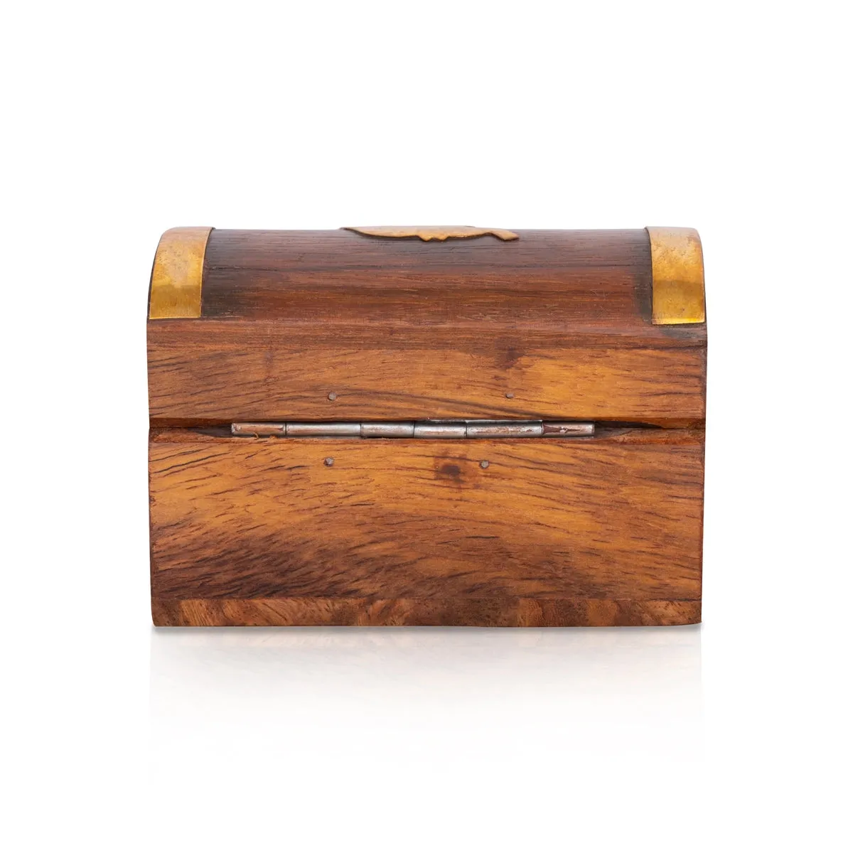 Jewel Box - 2 x 3 Inches | Half Round Shape Storage Box/ Elephant Inlaid Design Wooden Box for Women/ 100 Gms