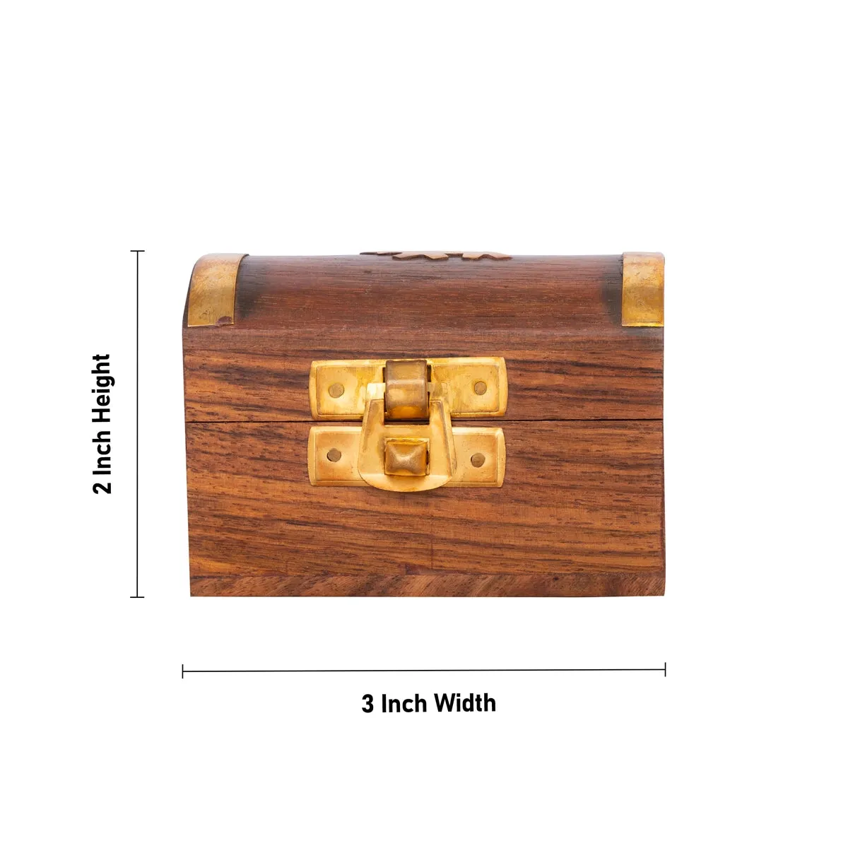 Jewel Box - 2 x 3 Inches | Half Round Shape Storage Box/ Elephant Inlaid Design Wooden Box for Women/ 100 Gms