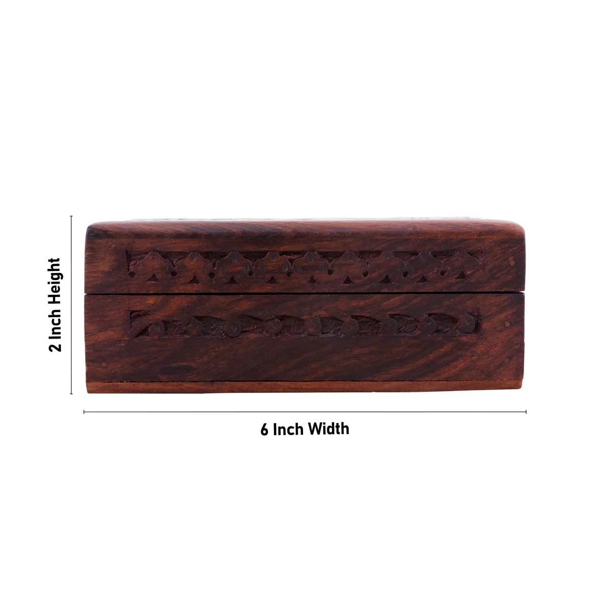 Jewel Box - 2 x 6 Inches | Hand Carved Storage Box/ Wooden Box With Trick Lock for Women