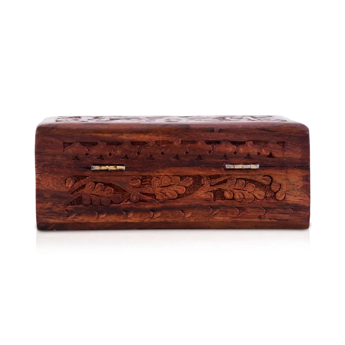 Jewel Box - 2 x 6 Inches | Hand Carved Storage Box/ Wooden Box With Trick Lock for Women